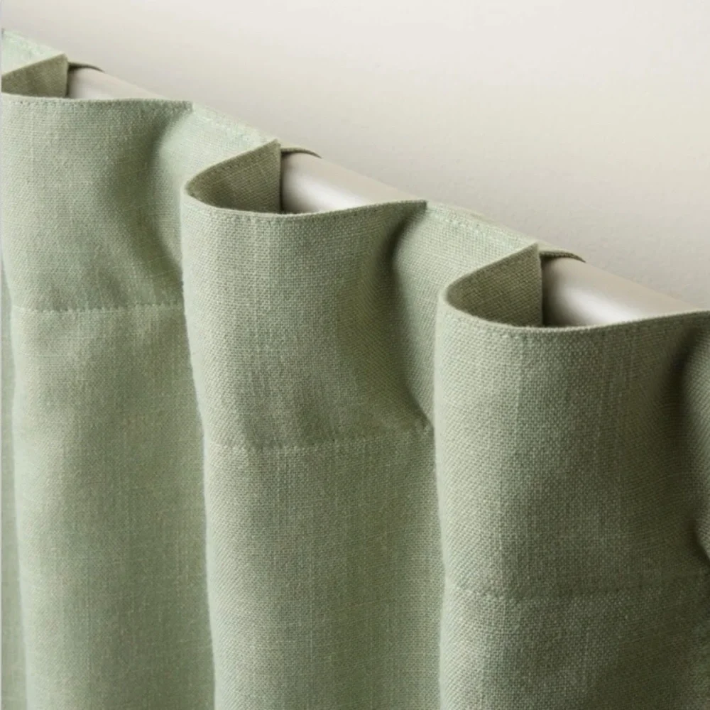 Town & Country Luxe ARLO Sage Green Linen - Look Blackout Curtain Panels 50x108”